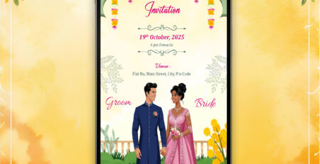 Groom & Bride Haldi Ceremony Invitation | Elegant Floral Arch Traditional E-Card | IH-13