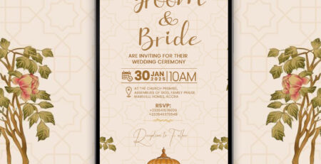 Anand Karaj Wedding Invitation | Elegant Floral Sikh E-Invite with Schedule | IH-12